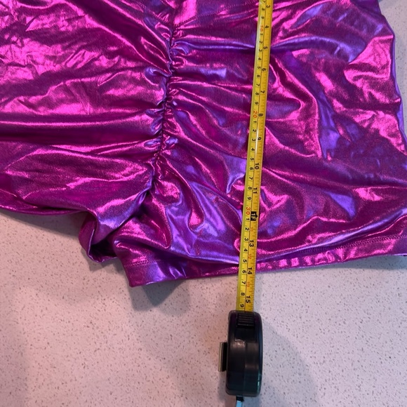 NWT SKIMS METALLIC SWIM V-WAIST SHORT DRAGON FRUIT Purple Kim Kardashian Rave - Picture 8 of 9